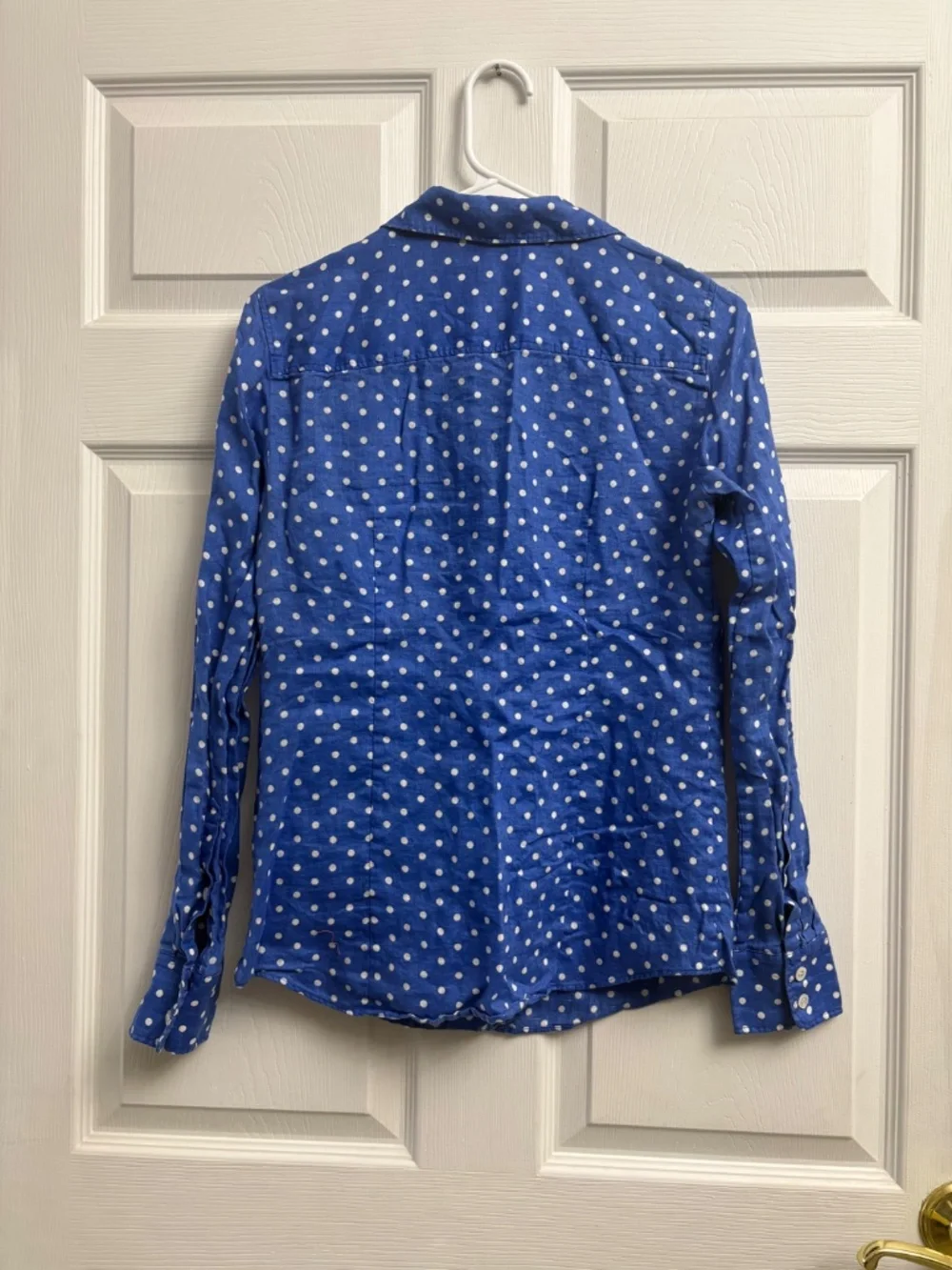 J. Crew Women's Linen Polka Dot Perfect Button Down Top